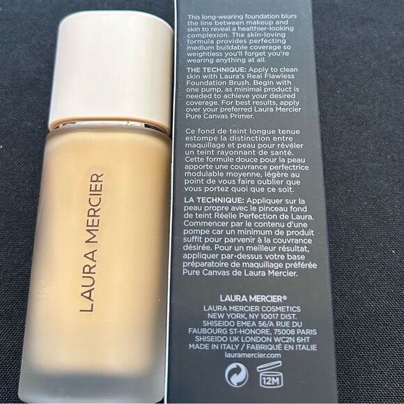 Laura Mercier 1W1 Cashmere Linen Real Flawless Weightless Perfecting Foundation - Picture 4 of 15